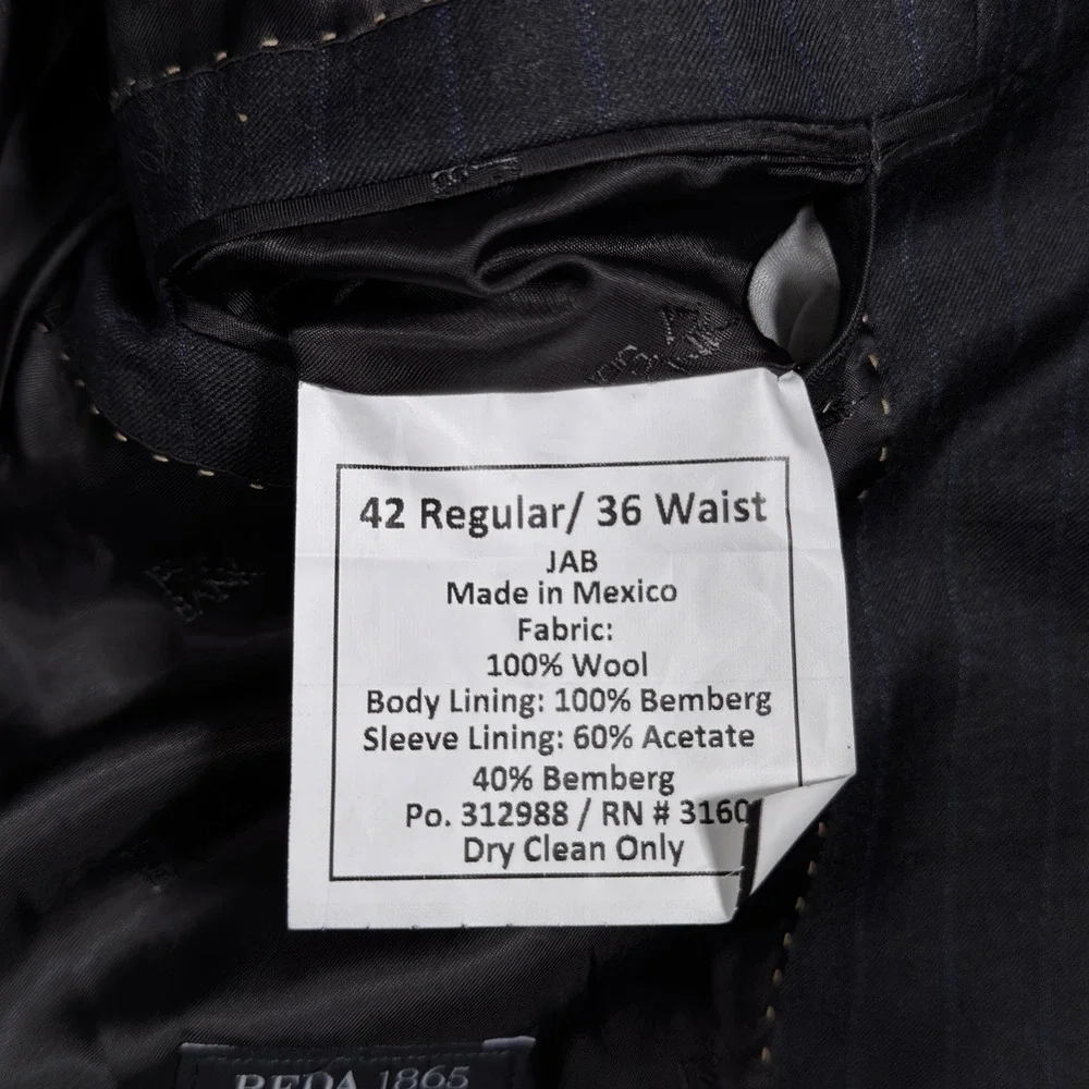 Jos A Bank Reserve Blazer 42R Navy Blue Pinstripe‎ Reda 1865 100% Wool Jacket
